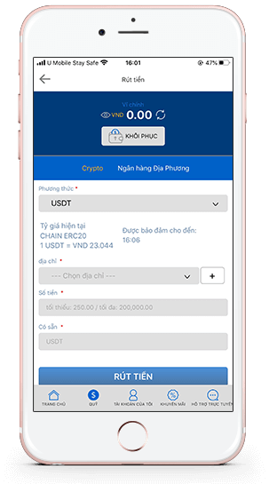 Rút tiền qua Crypto