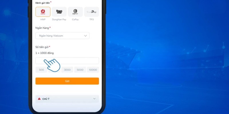 Chọn lựa số tiền mong muốn nạp
